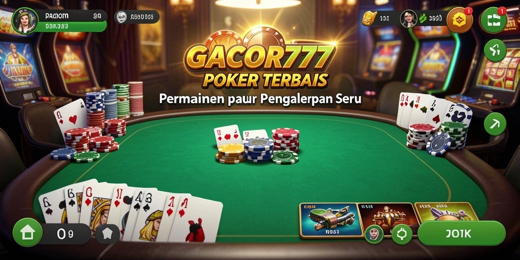 Tampilan gameplay seru dengan fitur poker menarik di GACOR777.