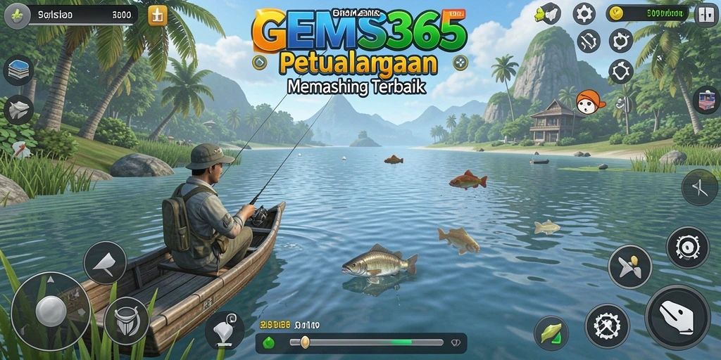 Screenshot GEMS365 menampilkan pengalaman seru memancing dengan teman.