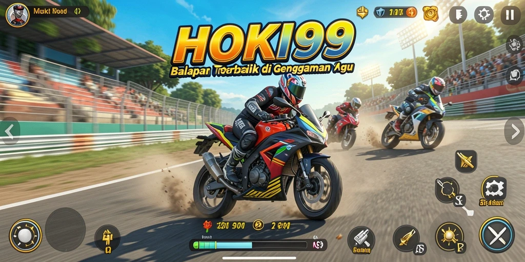 Tampilan memukau dari gameplay HOKI99 dengan aksi balapan motor.