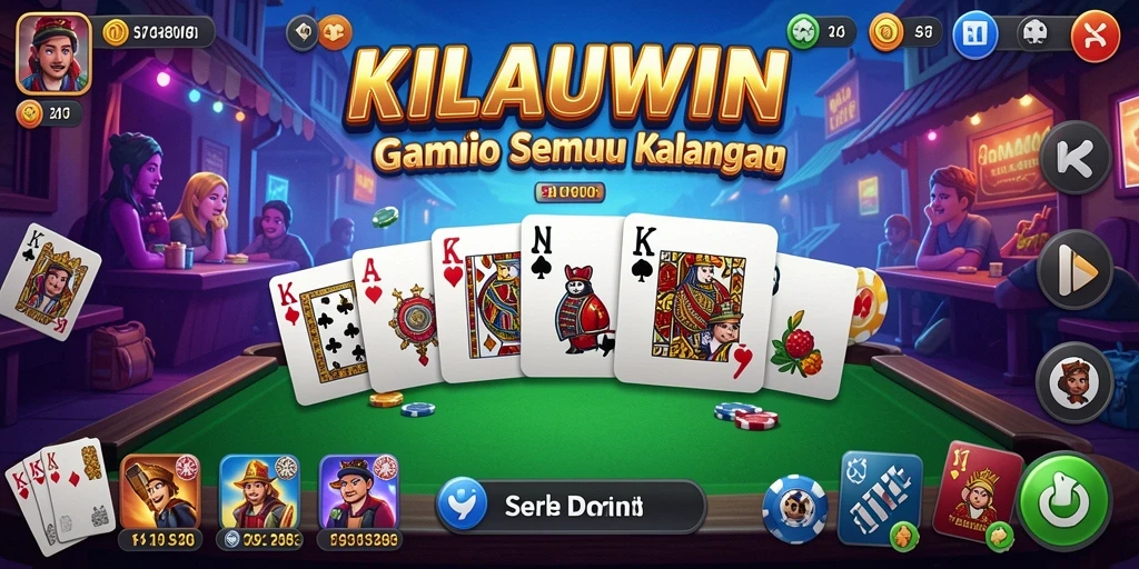 Tampilan gameplay seru dalam permainan Domino KILAUWIN.