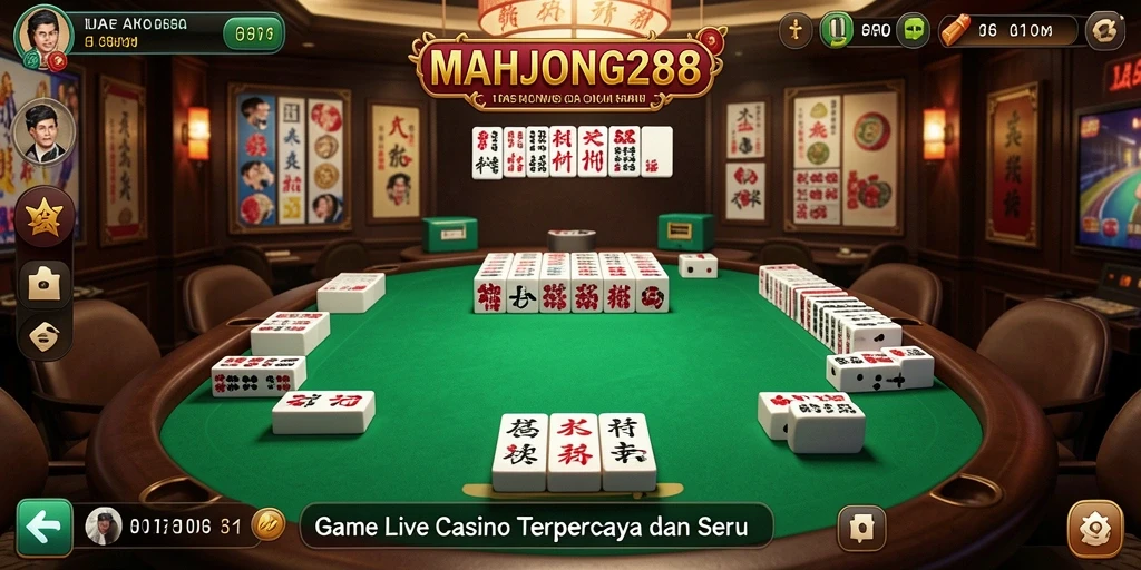 Screenshot gameplay MAHJONG288 menampilkan suasana kasino yang mendebarkan.