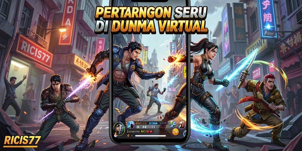 Tampilan aksi pertarungan intens di RICIS77