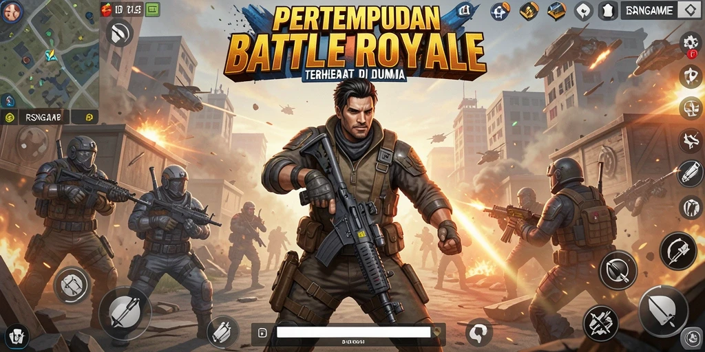 Gameplay seru RSNGAME dengan aksi Battle Royale yang mendebarkan.