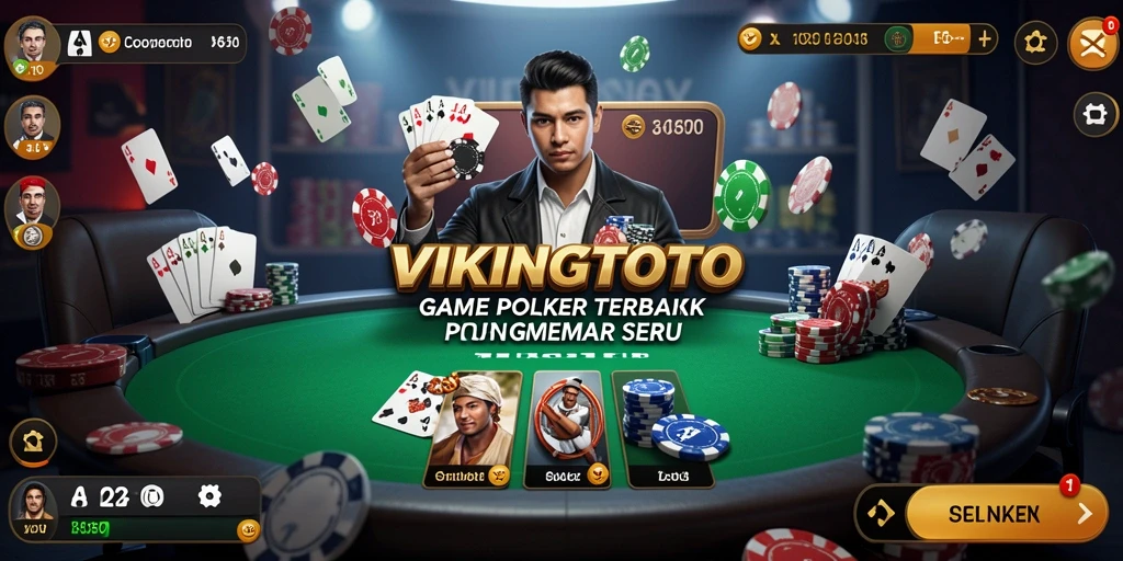 Screenshot gameplay VIKINGTOTO menunjukkan suasana poker yang mendebarkan.